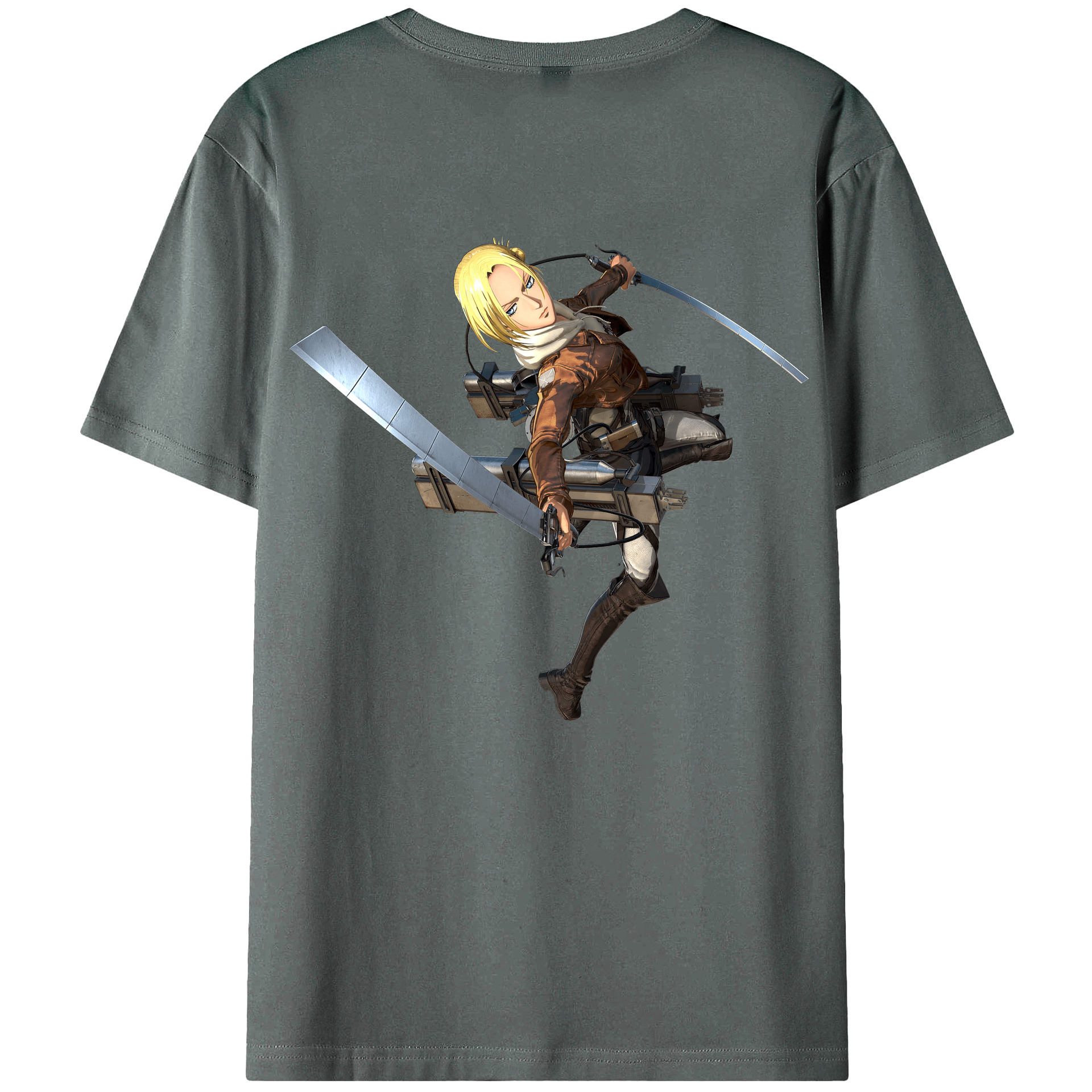 （画像用） 進撃の巨人 アニ・レオンハート Attack on Titan Annie Leonhart 綿100％ メンズ半袖Tシャツ（バックプリント） 通気性